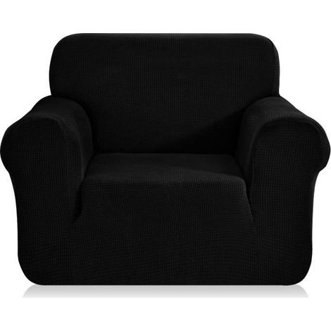 E-senior Housse de Canapé Extensible 1 Places avec Accoudoirs Élastique Canapé Protection (Noir) (1/4)