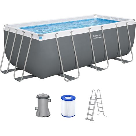 TRADE SHOP - Piscina Rettangolare Steel Pro Max Con Struttura Acciaio Pompa Filtro 412x201x122cm 56456 -