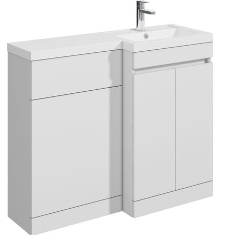 Balterley Tean 1000mm Floor Standing Compact Unit with Right Hand Polymarble Basin - White (1/4)