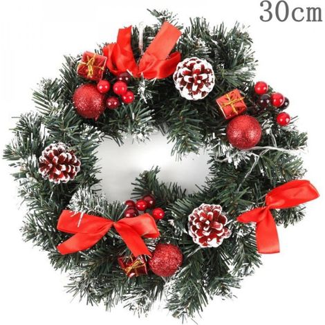 Guirlande De Noël - Couronne Décorative Avec Guirlande Lumineuse À Piles - Pour Porte D'Entrée Et Intérieur - 1 Pièce (1/5)