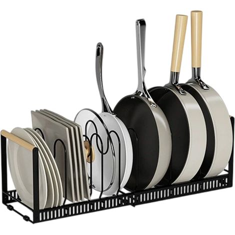 Porte-couvercles rétractable en fer blanc universel, compatible avec de nombreux ustensiles de cuisine.