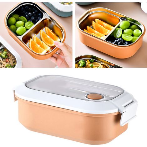 Lunchbox aus Edelstahl, isoliert, auslaufsicher, hübsches Design, tragbare Bento-Box für Schule und Büro, Orange (1/5)