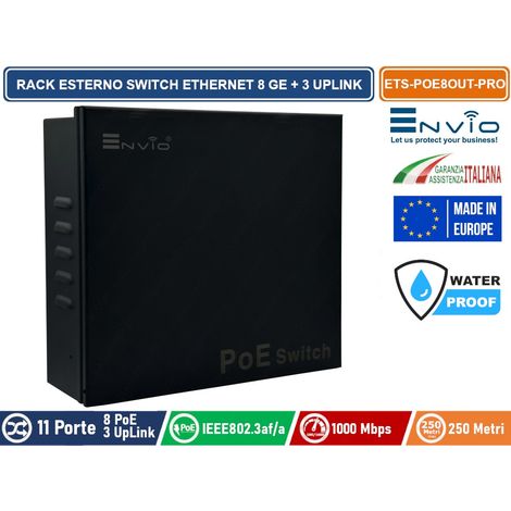 RACK DA ESTERNO CON SWITCH ETHERNET POE GIGABIT 8 PORTE GE + 2 UPLINK GE + 1 UPLINK GE SFP (1/5)
