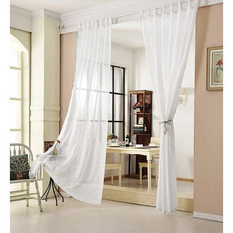 Woltu – Rideau voilage 2 pièces 140x225 cm translucide – Polyester léger semi-occultant – Suspension à pattes – VH5864WS2 (1/5)