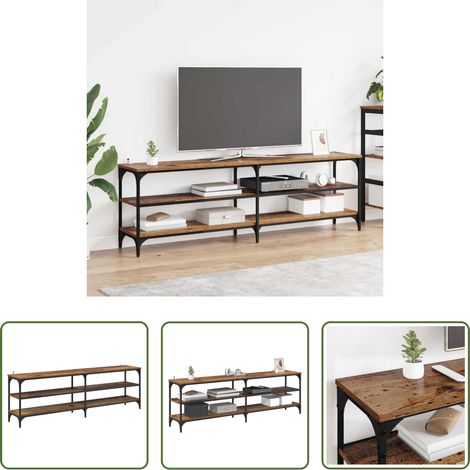 Meuble tv bois d'ingénierie - Meuble TV Bois Ancien 160 x 30 x 50 cm Bois d'ingénierie et fer (1/5)