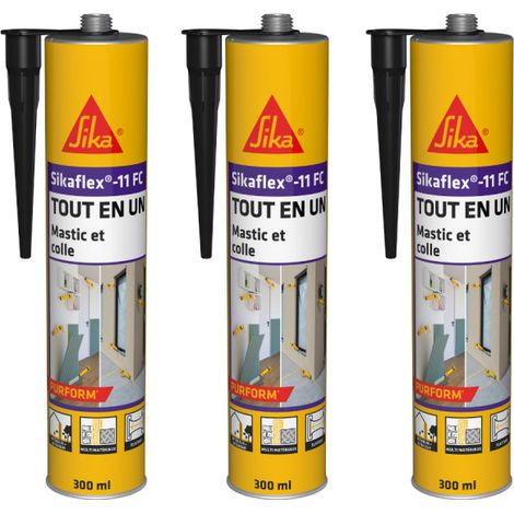 Lot de 3 mastics colles multi-usages SIKA Sikaflex 11 FC Purform - Noir - 300ml