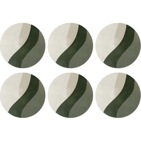 SOTTOBICCHIERI Set di 6Giappone - Verde - Astratto - Moderno 10x10 cm (1/5)