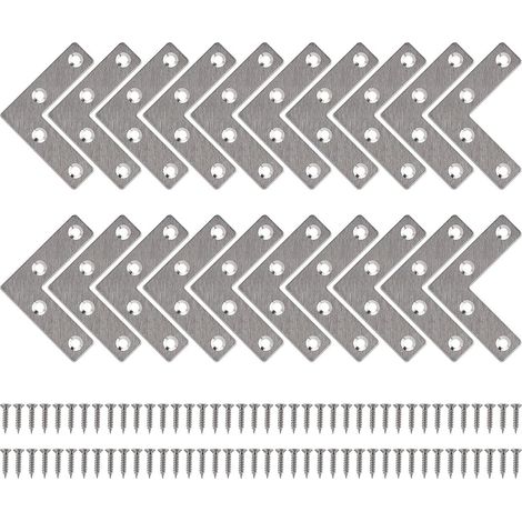 Flache, gerade, L-förmige Metallbefestigungswinkel mit Schrauben zur Unterstützung der Reparatur von Holzmöbeln und Schränken, 50 x 50 mm, 20 Stück