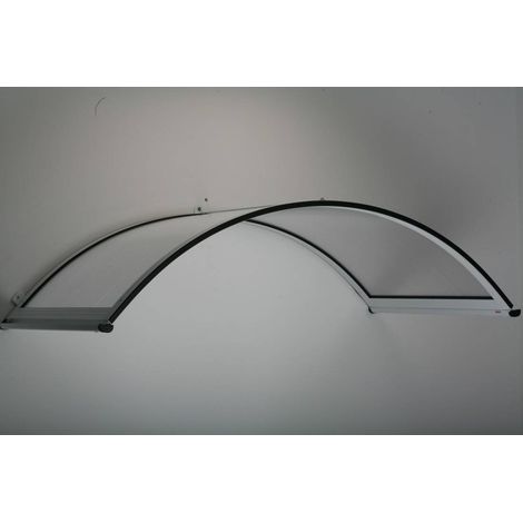 Levigne – Marquise cintrée aluminium et polycarbonate 158 x 90 cm – Protection pluie et UV – Gouttières intégrées – Kit complet avec visserie