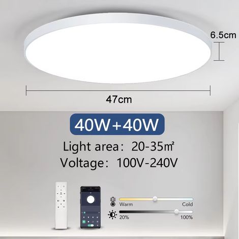 LED plafonnier 80W moderne Dimmable lampe intelligente avec télécommande plafonnier pour salon salle de bain cuisine