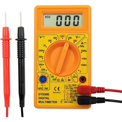 Multimètre numérique électronique jaune 6 fonctions, 19 jauges, (1/4)