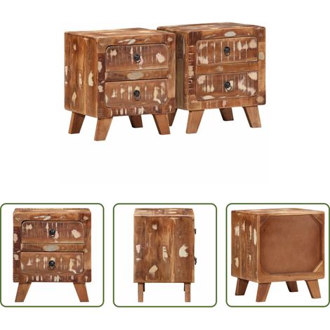 Bois de récupération - Table de chevet 2 pcs 40x32x46 cm bois massif de récupération (1/5)
