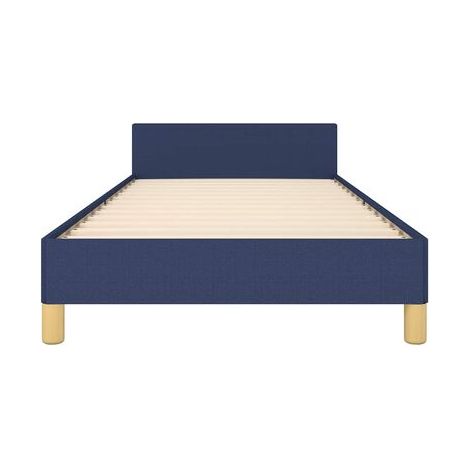 Cadre de lit avec tête de lit (matelas vendu séparément), bleu, 80 × 200 cm, tissu, tête de lit confortable, tissu doux et respirant, idéal chambre à coucher, style moderne, montage simple (1/5)