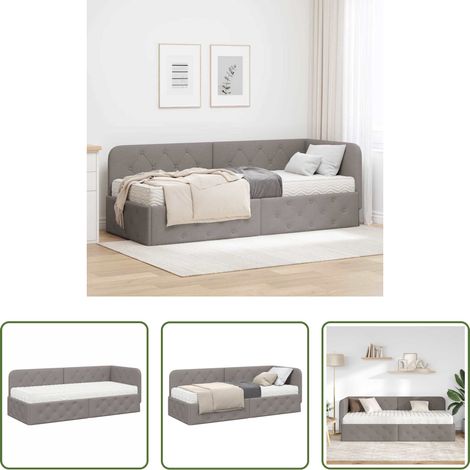 vidaXL Stoffbett - Eckbettgestell Taupe 80 x 200 cm Stoff (1/5)