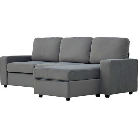 Divano angolare con contenitore HOMVRA grigio 245,5 cm con chaise longue reversibile (1/5)