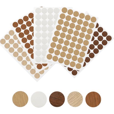 Lot de 270 cache-vis autocollants ronds pour trous de perçage de 21 mm de diamètre, Couvercle de vis avec grain de bois pour (1/5)