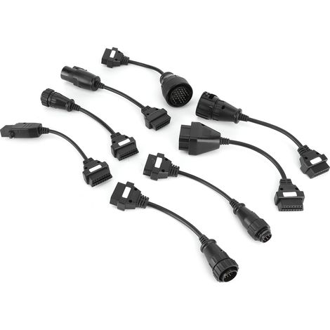 Lot de 8 câbles de rallonge OBD2 camion, outil diagnostic auto 12V DC noir, connecteurs extension pour véhicules