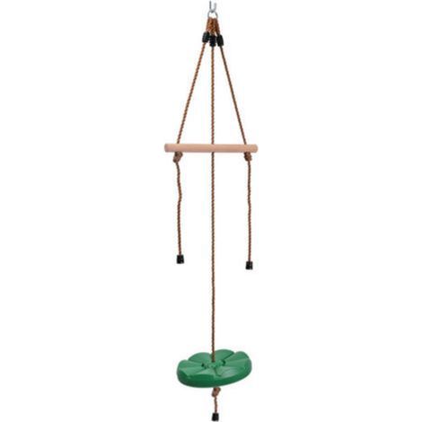 Aire de jeux,Échelle de corde deux-en-un pour enfants échelle d'escalade extérieure balançoire de jardin échelle balançoire disque en plastique balançoire vert foncé.. (1/5)