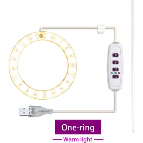 Lampes de croissance pour plantes Lampe de croissance LED annulaire (Jaune soleil, 1 tête, USB 5 V CC) avec contrôle, pour semis et culture en intérieur. Spectre complet. Idéale pour les plantes, les (1/5)