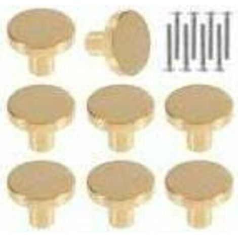 Poignées de porte rondes en laiton massif, poignées rondes de style vintage avec vis pour placards et tiroirs, 20 x 25 mm (8 pièces) (1/3)