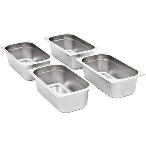 vidaXL Bandejas Gastronorm 8 unidades GN 1/3 100 mm acero inoxidable (1/2)