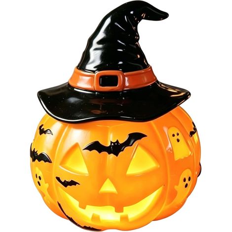 Lampe de table d'ambiance d'Halloween avec prise USB fabriquée à la main en résine teintée, multi-usage, lueur chaude, lampe de lecture pour fête d'intérieur et décoration d'Halloween effrayante (1/5)