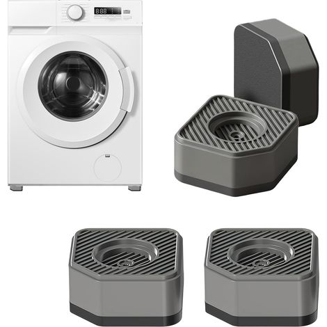 4 Pièces Patin Anti Vibration Machine à Laver, Hauteur 4,5 cm Pied Machine a Laver, Empilable Rehausseur de Meuble, Moins Bruyant, pour Machines à Laver, Réfrigérateurs (1/5)