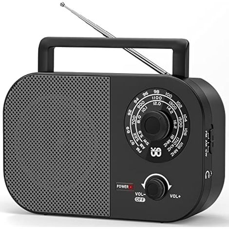 Radio Portable AM,FM,SW,FM Poste Radio Portable,Alimentée Secteur et la Batterie pour Une Réception,Haut-Parleur Intégré et Prise Casque Une Utilisation à la Maison/Extérieur/Camping/Urgence(Noir) (1/5)