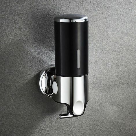 450ML Distributeur de Savon Mural, Distributeur de Savon à Mains à Une seule tête Distributeur Liquide Gel Douche Shampoo pour Cuisine Salle de Bains Hotel (Noir) (1/3)