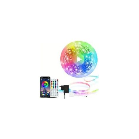 Ruban LED 5 m, 16 LED/Mètre, 24 V 5050 RGB bande LED, APP et télécommande, synchronisation de la musique, mode minuterie, pour chambre, salle de jeux, fête, festival (1/5)