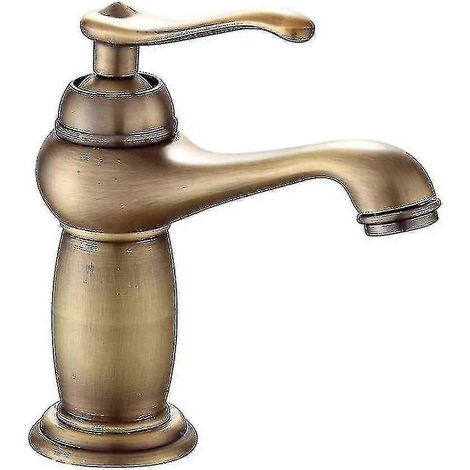 Robinet de lavabo en laiton antique, mitigeur en cuivre massif, robinet de luxe de style européen (1/5)