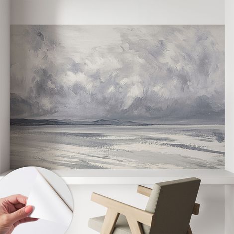 Papier peint adhésif avec colle pour décoration moderne de salon chambre à coucher cuisine et bureau Facile Orage à l'horizon 104x70 cm (1/5)