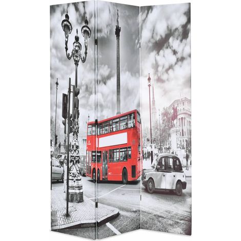 vidaXL Folding Room Divider 120x170 cm London Bus Black and White (1/5)