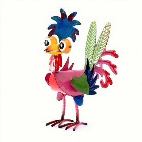 Coq en métal étrange pour extérieur (1 pièce), décoration de jardin. (1/5)
