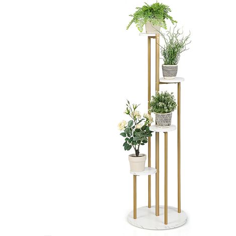 Costway – Support pour plantes d'intérieur 4 niveaux – Hauteur 122,5 cm – Structure en acier doré – Capacité 5 kg par niveau – Étagère décorative (1/5)
