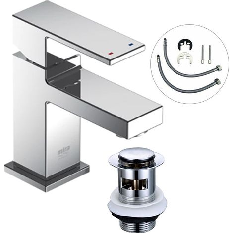 Mira Showers Evoco Square Bathroom Monobloc Basin Tap Chrome Cloakroom + Waste (1/5)