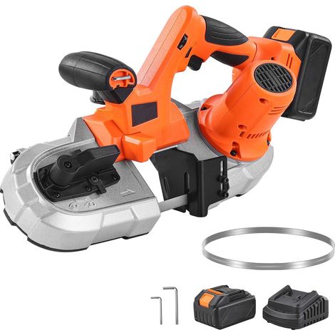 Scie à ruban portable 20V, profondeur de coupe 65x65 mm, moteur sans balais 360W, batterie 4.0 Ah, vitesse variable 0-192 m/min, coupe métal et bois. (1/5)