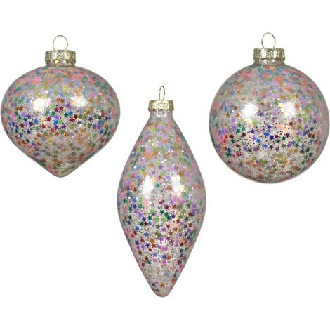 Sfera Natalizia trasparente con lustrini multicolor