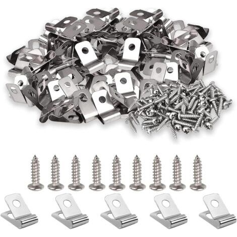 BUNTHAUS Pinces à fil de clôture en acier inoxydable, 100 pièces, Clips de clôture pour bétail avec 100 vis (1/5)