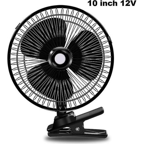 12/24V Sommer-Elektroventilator für Auto, Transporter und Haushalt, 2 Geschwindigkeiten, mit Klemme, schwarz, 15 cm (6 Zoll) - 25 cm (10 Zoll), schwarz.