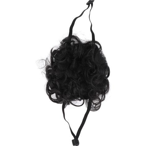 Perruque pour animaux de compagnie, bande élastique réglable, lavable, Cosplay pour chiens de petite, moyenne et grande taille, tête explosive noire (1/5)