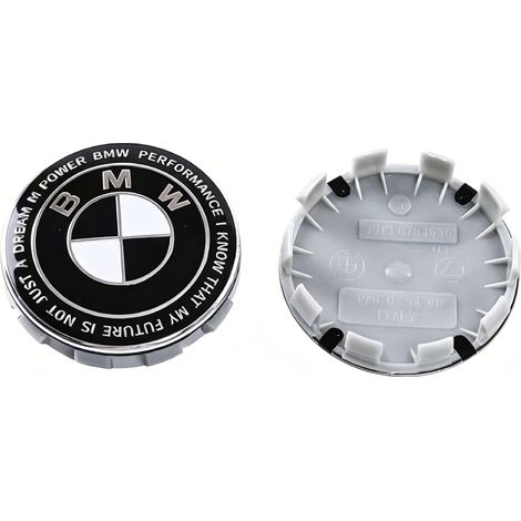 Satz mit 4 Radnabenkappen (68 mm), kompatibel mit den Serien 1, 3, 5, 7, X1, X3, X4, X5 und X6, schwarz-weißes Thunder Edition Felgen-Mittelemblem, 4 Stück (1/3)