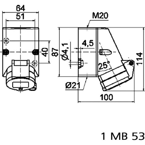 BALS Wandsteckdose 16A 3p 230V 6h IP44 119