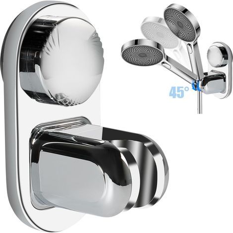 CCYKXA Shower Head Holder, Adjustable Suction Cup Holder Wall Mounted Removable ABS Chrome Universal Replaceable Hand Shower Bracket for Bathroom, Silver