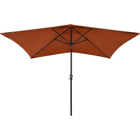 Parasol avec LED, Parasol pour Balcon Jardin Plage Terrasse, et mât en acier Terre cuite 2x3 m OIB7290E (1/5)