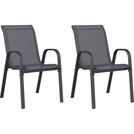 Maison Exclusive - Stapelbare Gartenstühle 2 Stk. Grau Textilene