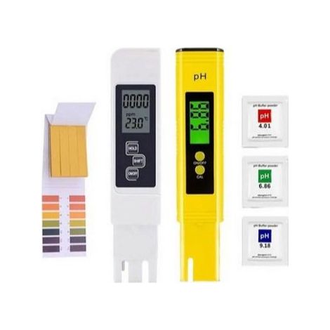 Misuratore elettronico di pH, TDS ed EC e temperatura dell'acqua con calibrazione automatica. Set 4 in 1 per piscine, acquari, sistemi RO e laboratori. (1/5)