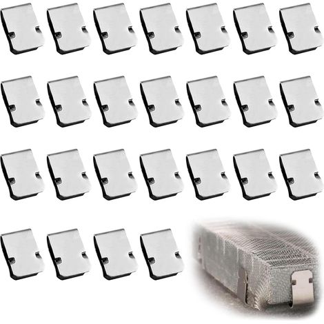 Lot de 25 pinces à ressort en U en acier inoxydable - 21,4 mm x 12 mm - Pinces de fixation réutilisables - Pour grille de fixation de câble - Tube de 3,5 mm (1/5)