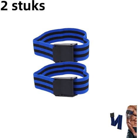 Lot de 2 bandes élastiques de blocage pour renforcement musculaire équipement de fitness pour entraînement physique et rééducation 5 x 60 cm couleur bleue (1/5)