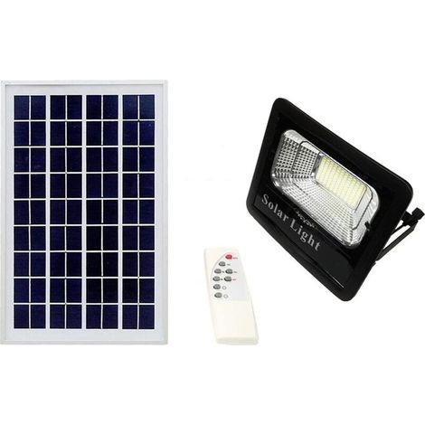 Projecteur LED 200 W, projecteur solaire d'extérieur avec télécommande, éclairage de sécurité solaire étanche IP67, marche/arrêt automatique pour cour, belvédère, porche, patio, garage, jardin (1/5)